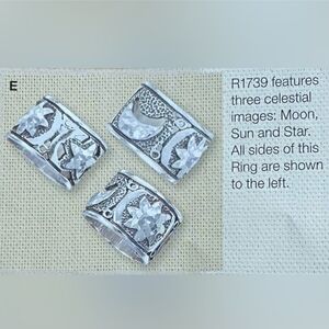 RARE Silpada 925 Sterling Silver Moon Sun & Stars Wide Band Ring R1739